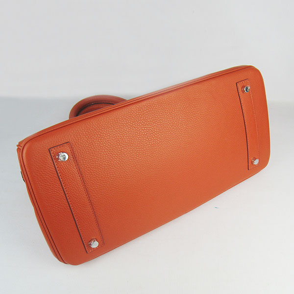 Hermes Birkin 42cm Togo Leather Bag 6109 Orange silver padlock Hermes Birkin 42cm Togo Leather Bag 6109 Orange silver padlock